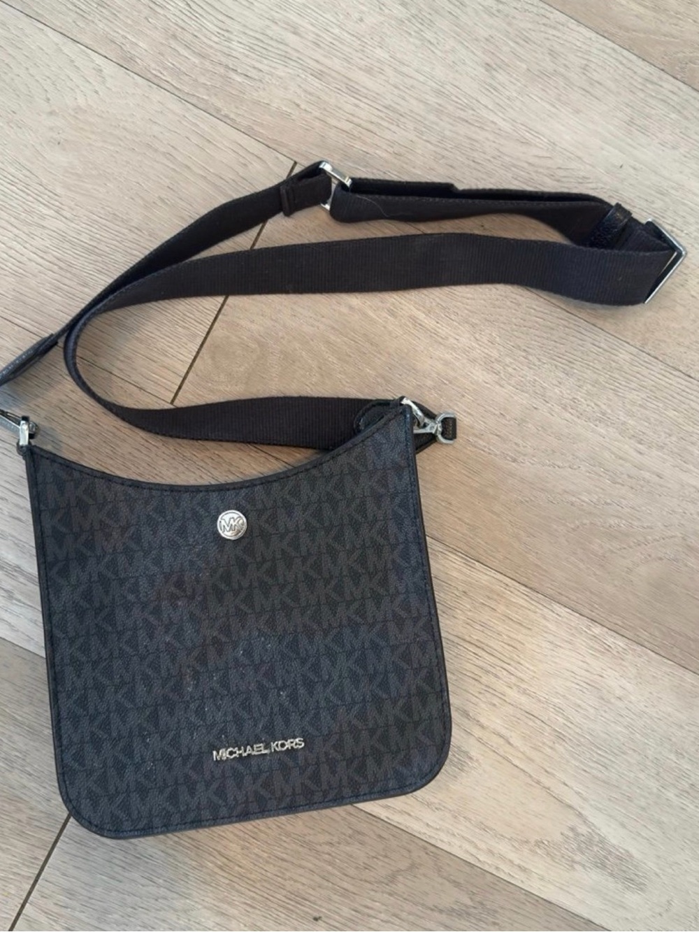 Michael Kors Black MK Logo Crossbody Shoulder Bag